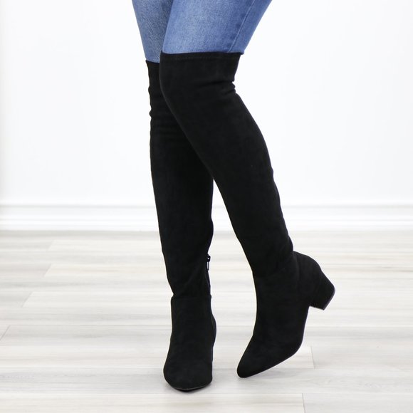 *Restock Over The Knee Black Boots Faux Suede - Picture 13 of 16
